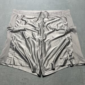 Vintage 2000s Nike Shinny Dazzle Mesh Shorts Men 2XL 46x10 Drawstring Y2K Silver